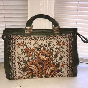 COPY - Vintage Large Tote with Floral Tapestry